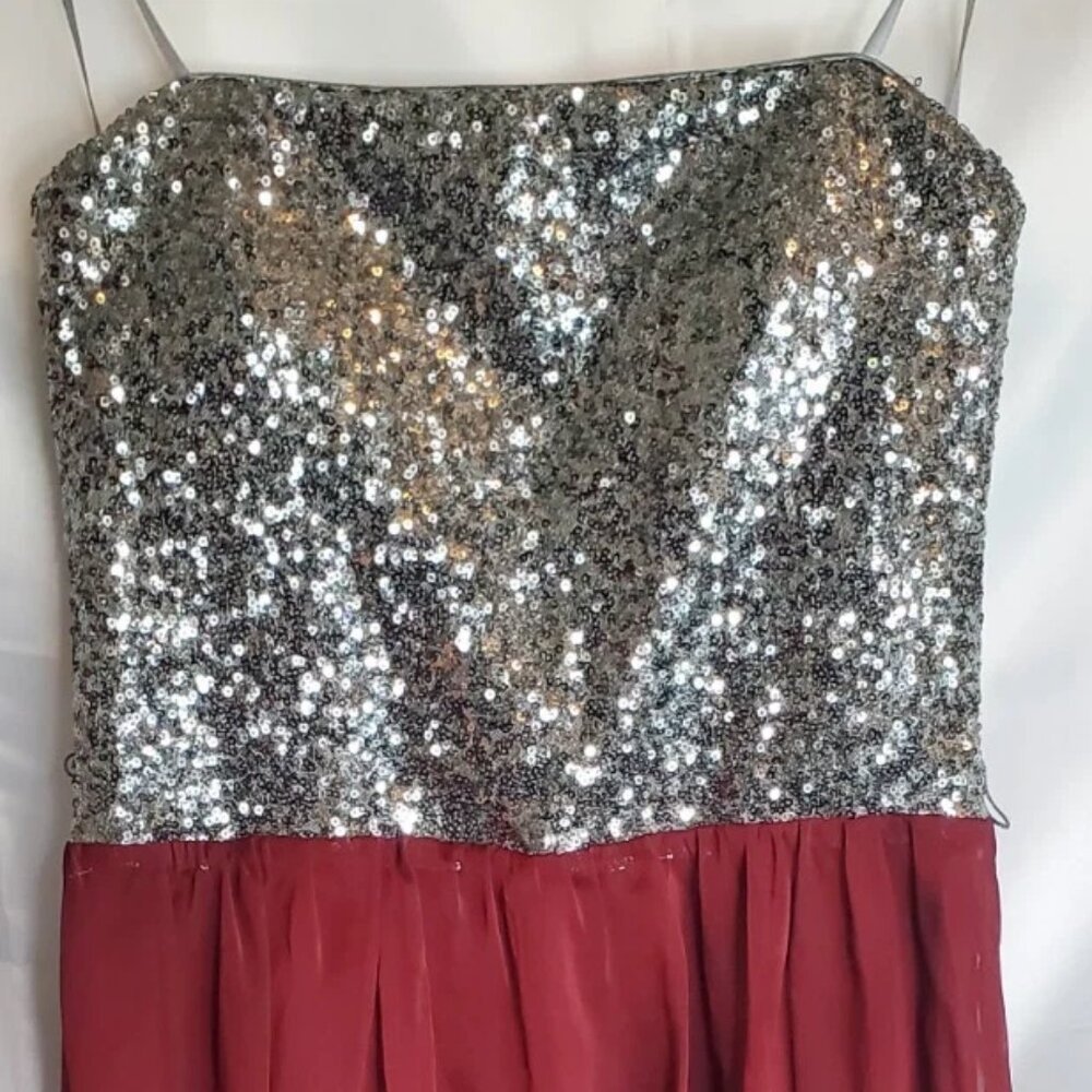 AS U Wish Burgundy Sequin High-Low Formal Dress -‎ Small